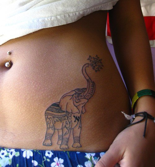 Elephant Hip Tattoos For Girls