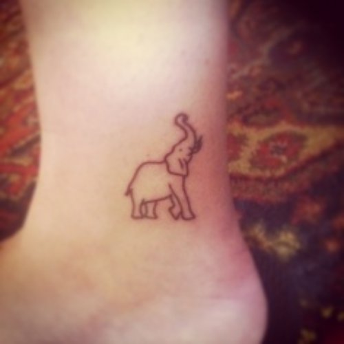 Outline small Elephant Tattoo On Ankle