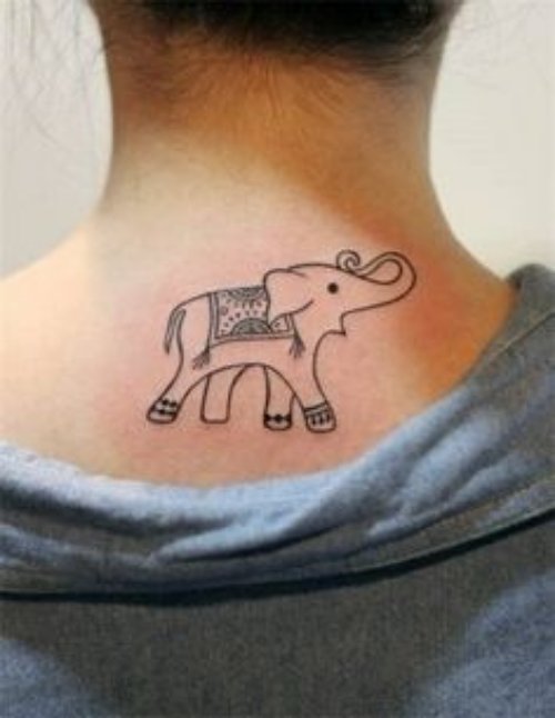 Small Elephant Tattoo On Upperback