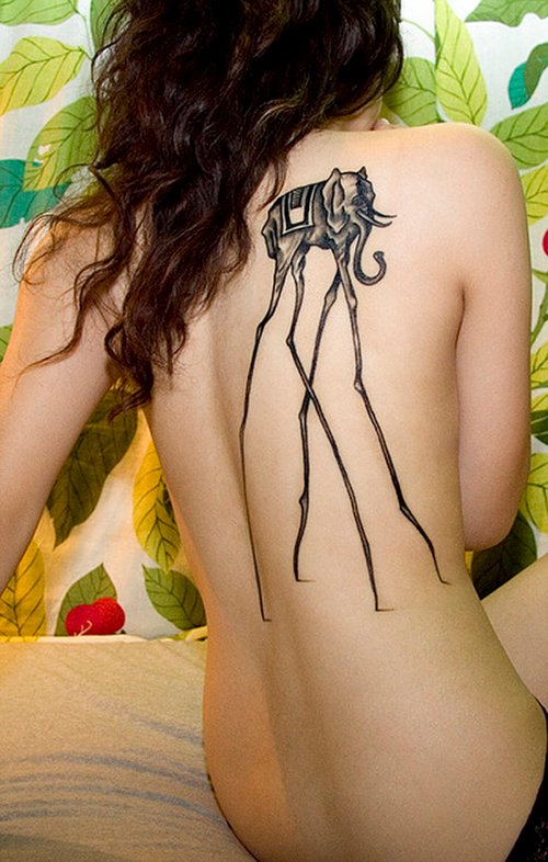 Dali Elephant Tattoo On Back Body