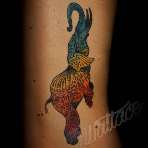 Rainbow Circus Elephant Tattoo