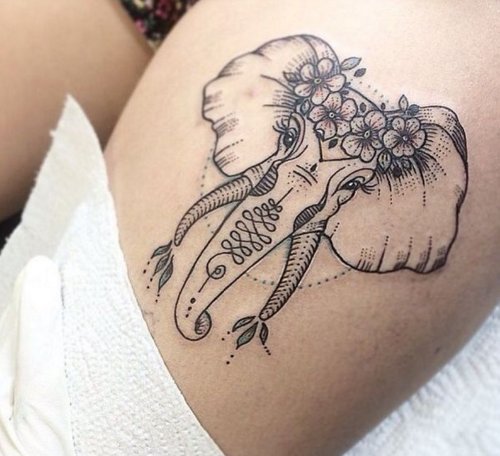 Impressive Elephant Tattoo On Thigh