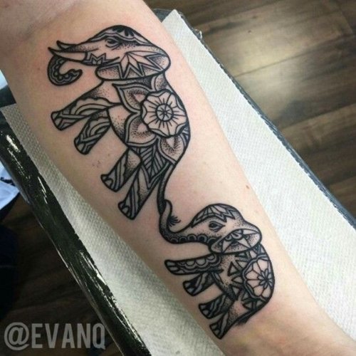 Elephants Couple Tattoo Design Idea