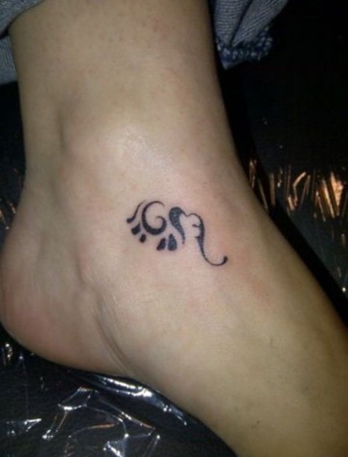 Smallest Elephant Symbol Tattoo On Ankle