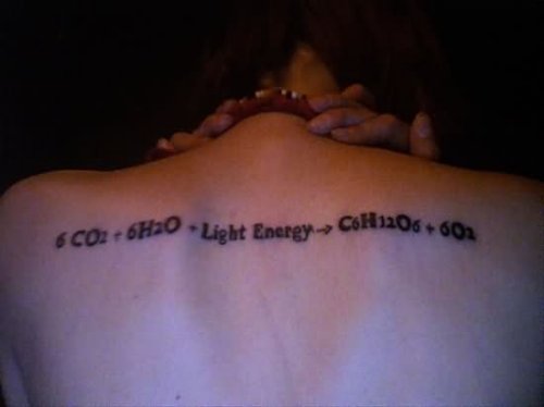 Equation Tattoo On Girl Upperback