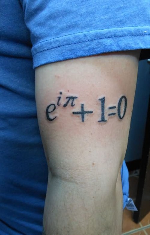 Black Ink Equation Tattoo On Left Bicep