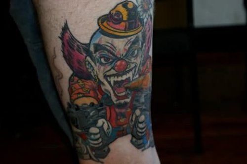 Clown Evil Color Ink Tattoo