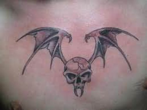 Evil Winged Skull Tattoo