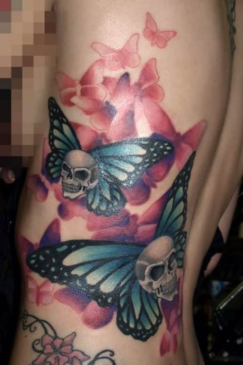 Butterfly Evil Skulls Tattoo
