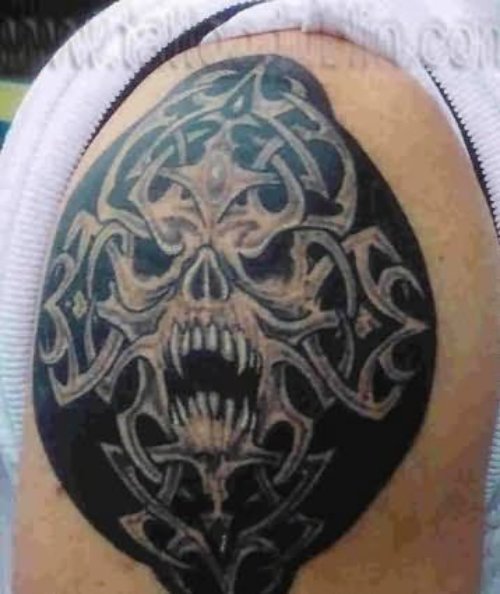 Right Shoulder Evil Tattoo