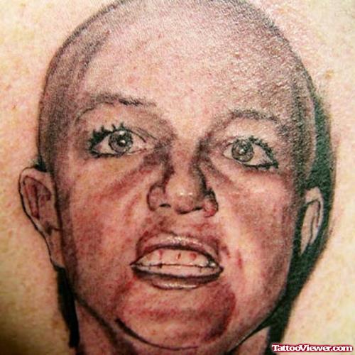 Extreme Face Tattoo On Back