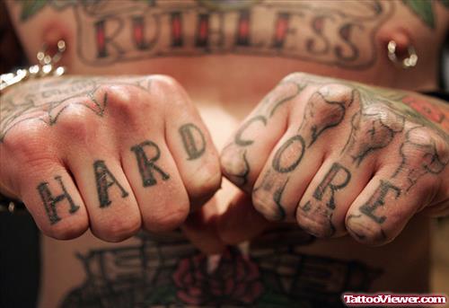 Hard Core Extreme Tattoo On Fingers