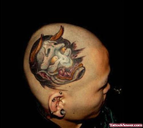 Extreme Demon Tattoo On Man Head