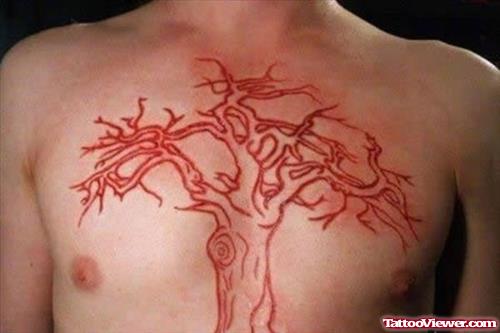 Extreme Tree Tattoo On Chest