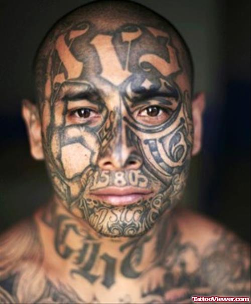 Extreme Man Forehead Tattoo
