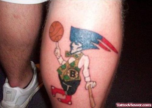 Extreme American Basketball Tattoo On Back Leg