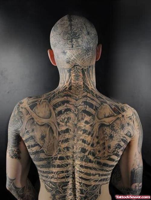 Extreme Skeleton Tattoo On Back