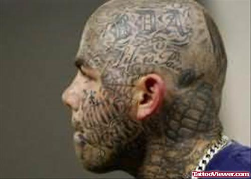 Extreme Brain Tattoo On Head