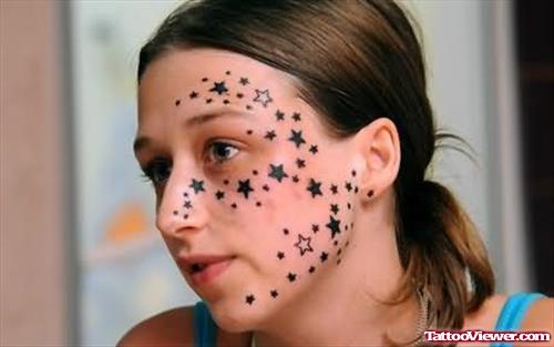 Extreme Stars Tattoos On Face