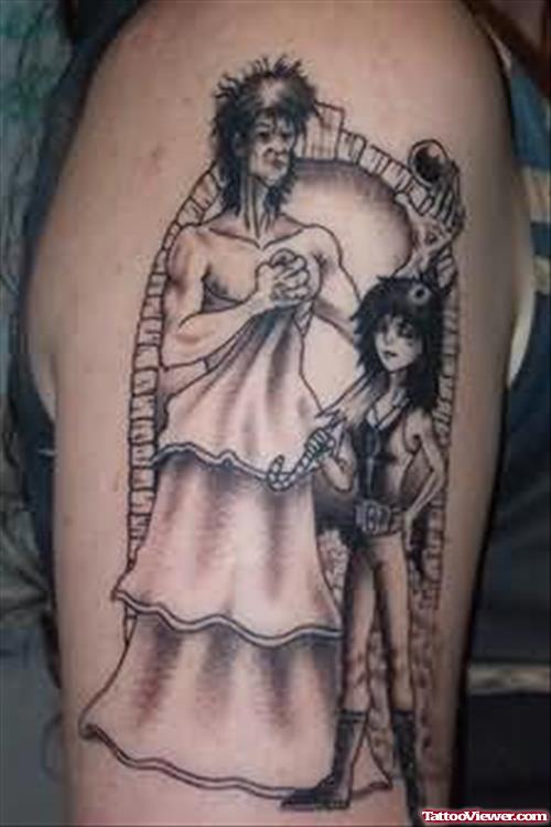 Extreme Lady Tattoo On Shoulder