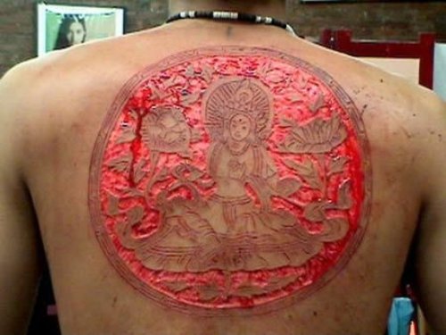Extreme Scarification Tattoo On Back