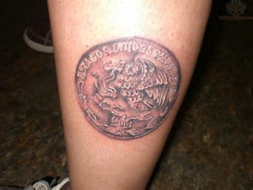 Extreme Funny Logo Tattoo On Leg