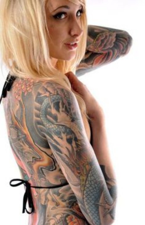 Extreme Colored Back Body Tattoo