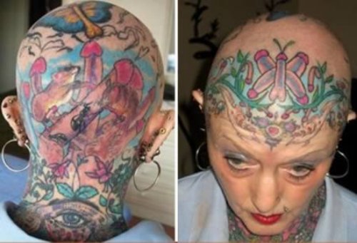 Extreme Tattoo on Woman Head