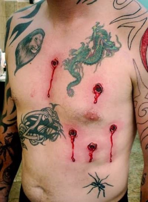 Extreme Bullet Holes Tattoo