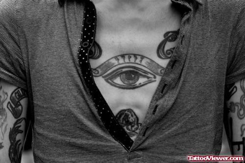 Eye Tattoo On Girl Chest