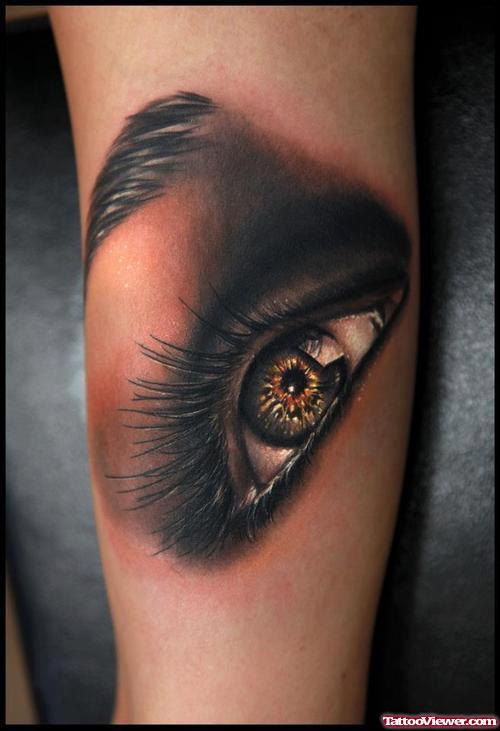 Awesome Colored 3D Eye Tattoo On Sleeve
