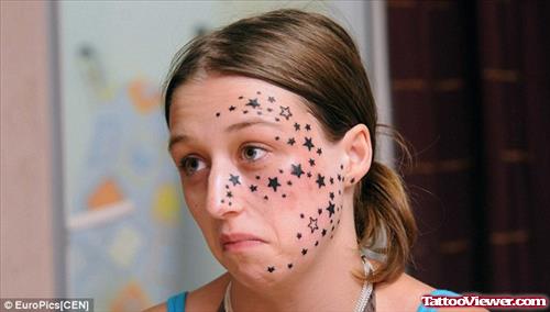 stars Tattoos Cround Eye And Face