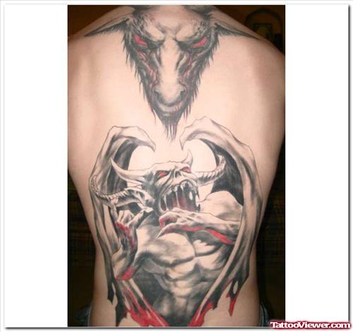 Red Eyes Goat Head And Gargoyle Tattoos