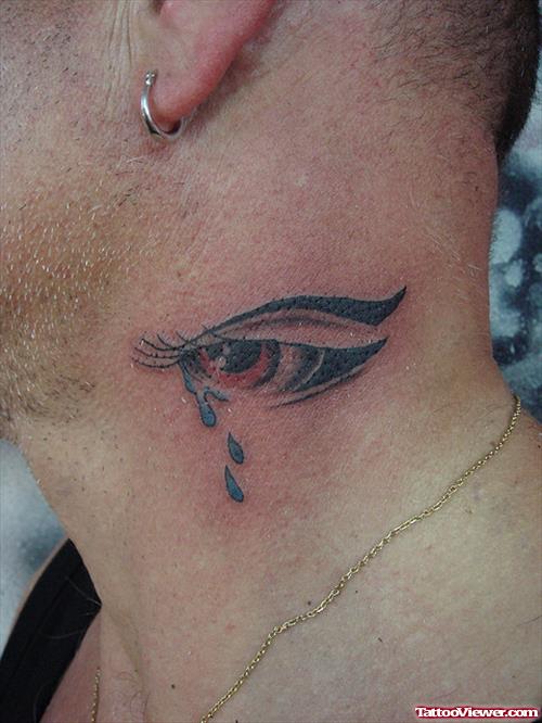 Tribal Eye Tattoo On Side Neck