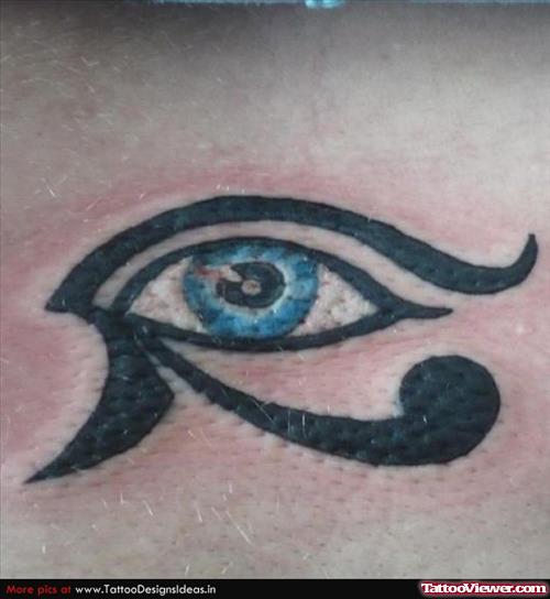 Horus Eye With Blue Eyeball Tattoo
