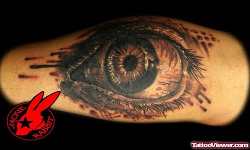Superb Grey Ink Eye Tattoo On Sleeve