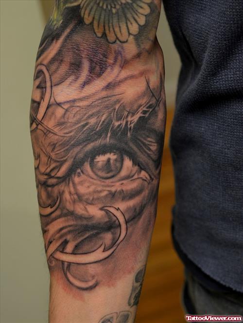 Eye Tattoo On Right Sleeve