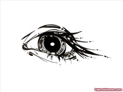 Attractive Grey Ink Eye Tattoo Design