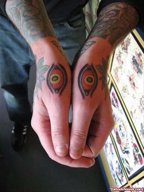 Eye Tattoos On Both Hands