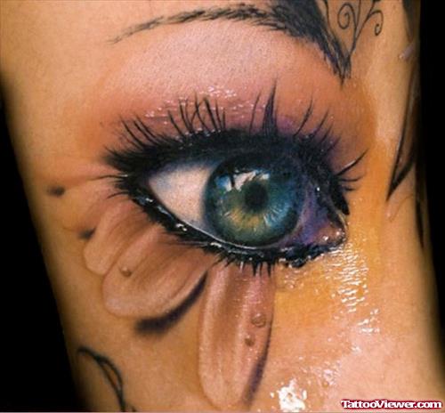 3D Eye Flower Tattoo