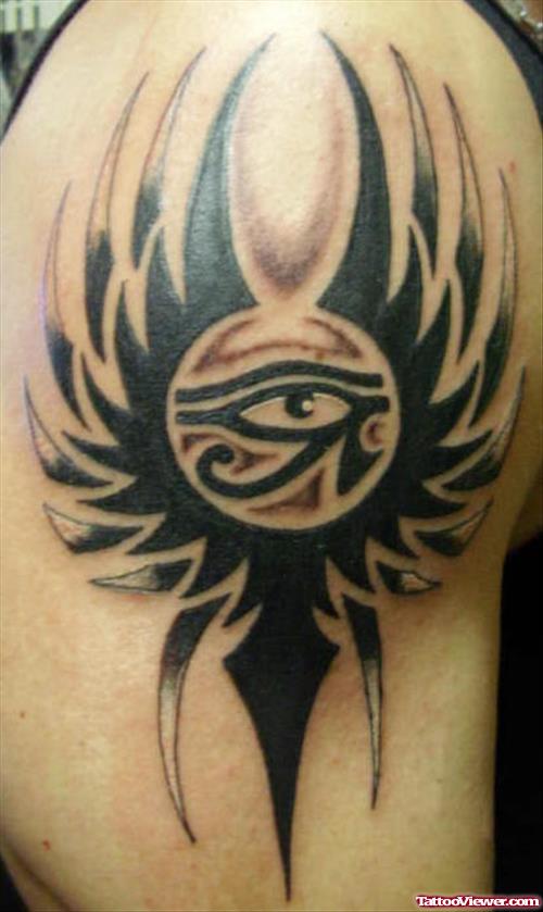 Ehyptian Eye Tattoo On Half Sleeve