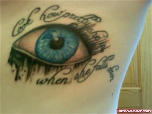 Blue Eyeball Tattoo On Side