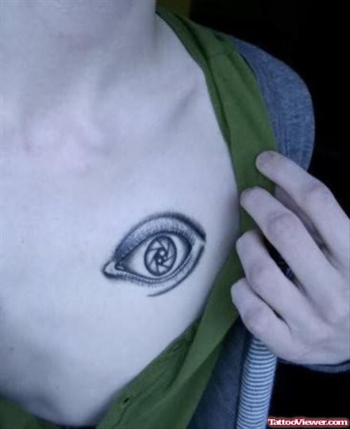Lovely Eye Tattoo On Chest