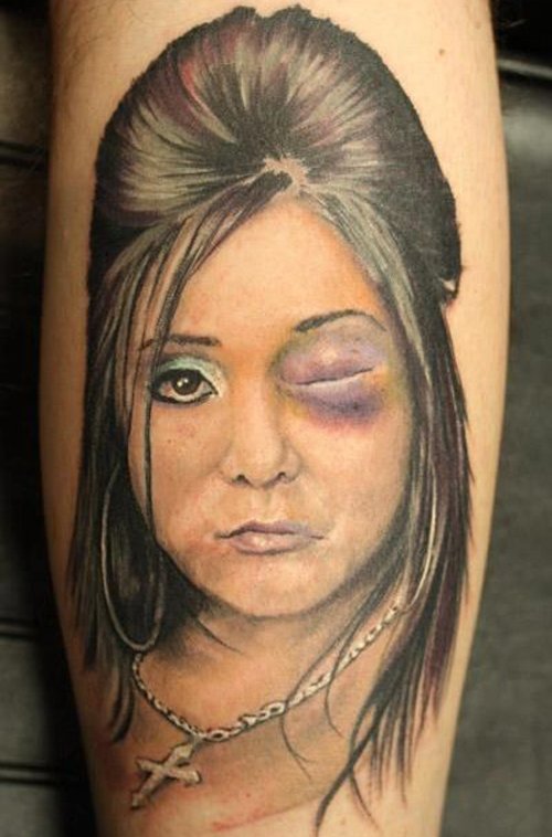 Girl Portrait Funny Eye Tattoo