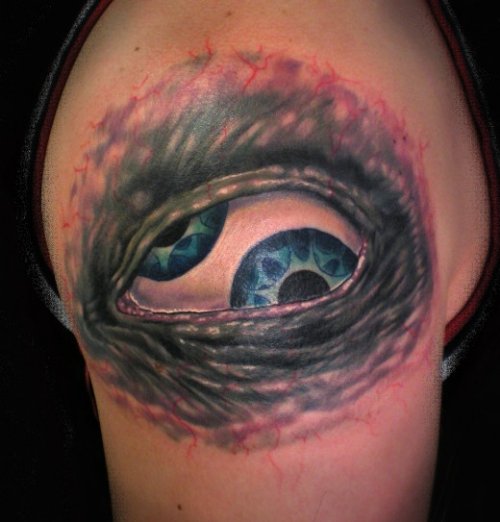 Left SAhoulder Eye Tattoo