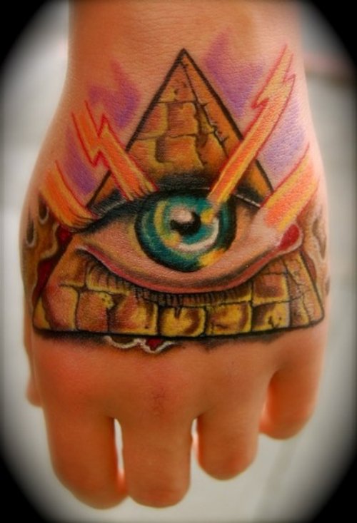 Egyptian Eye Tattoo On Left Hand