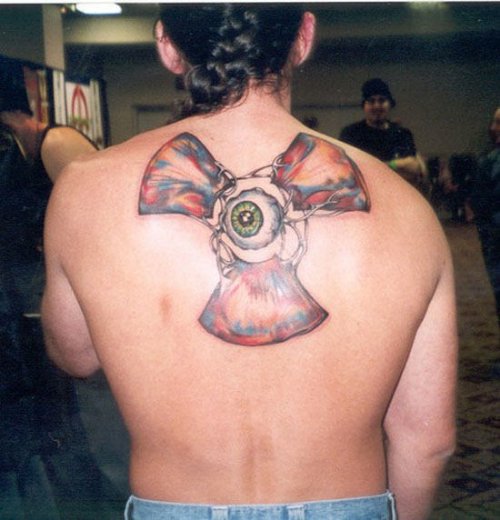 Eye Tattoo On Man Upperback