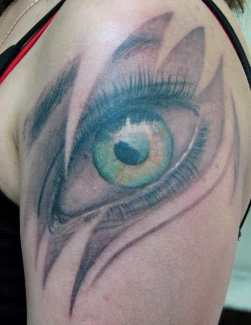 Stlish Eye Tattoo On Shoulder