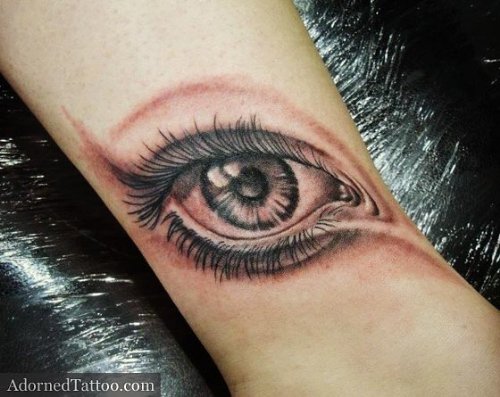Awesome Grey Ink Eye Tattoo On Wrist