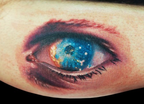 Beautiful Colored Eye Tattoo On Bicep